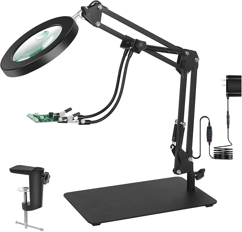 Lupa LED 10x5X con luz manos libres soporte regulable
