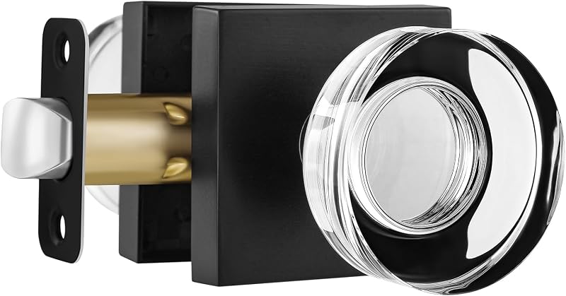 Pomo puerta cristal negro mate para armario y pasillo
