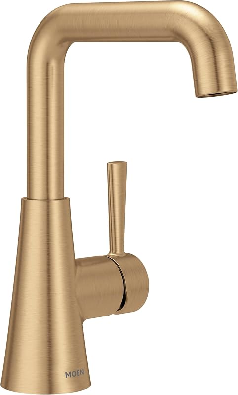 Grifo lavabo baño oro bronce doble curva con placa