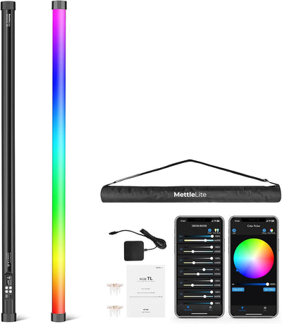 Tubo luz RGB LED 4ft control APP DMX 2800K-8000K estudio video