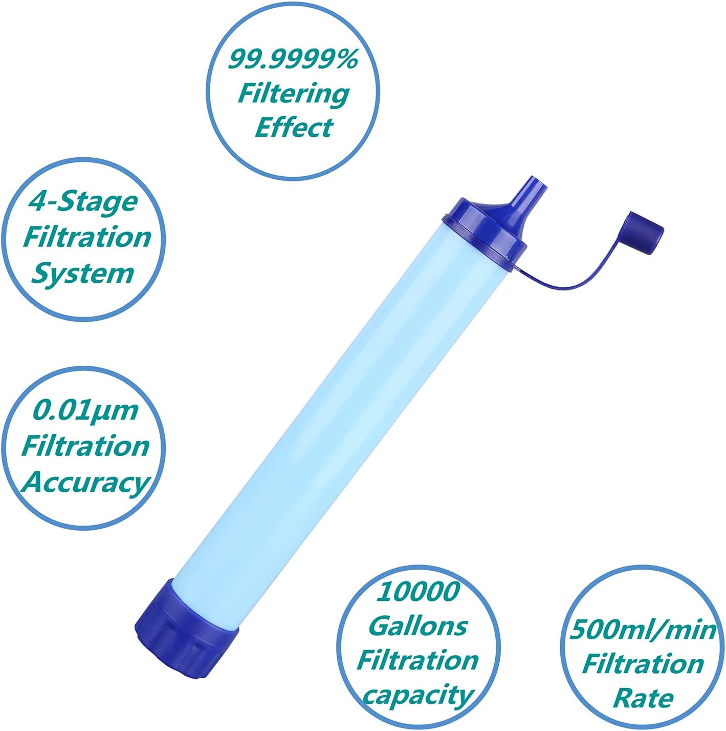 Filtro agua portátil 10000gal 0.01micrones 4etapas para viajes