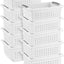 Cesta apilable plástico 4 pzas color blanco asas grises