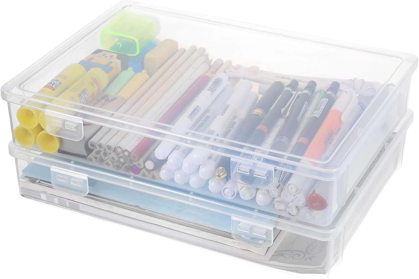2 Cajas Plástico Transparente con Tapa para Manualidades