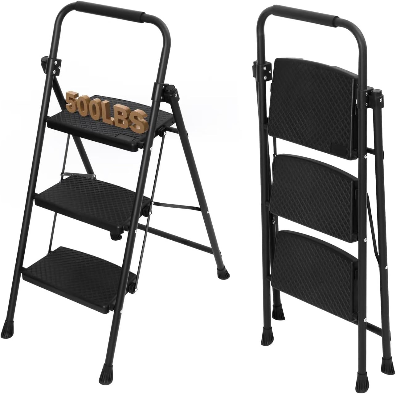 Taburete plegable 3 escalones acero 500lb cocina