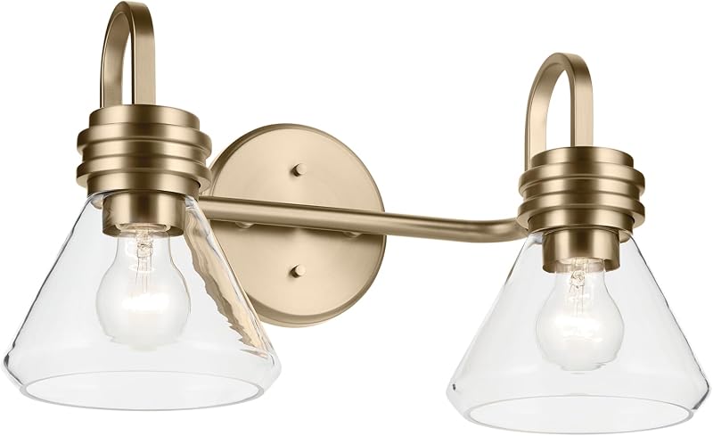 Lámpara tocador 2 luces vidrio bronce 19.25pulg