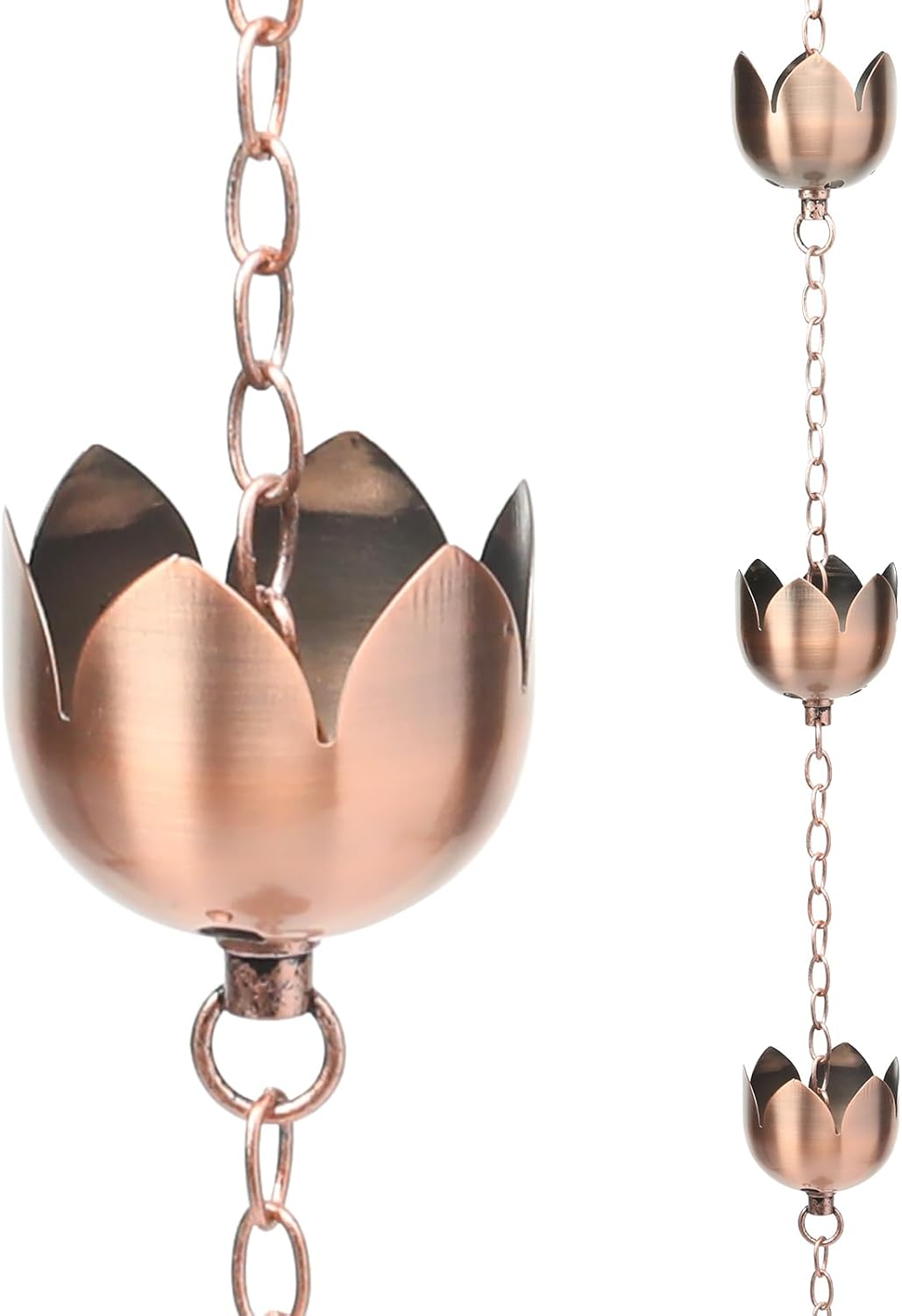 Set cadena lluvia copa loto 8 copas cobre oro rosa