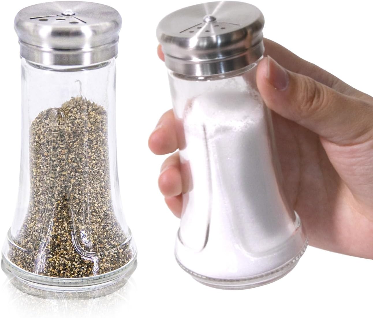 Set salero pimentero vidrio 4oz acero inox con tapa