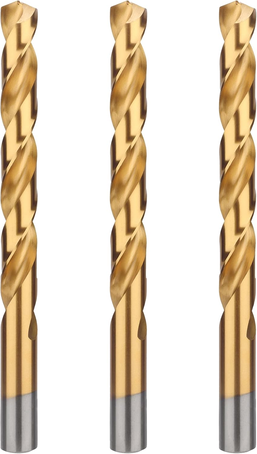 Brocas titanio HSS 1/2 helicoidales 3 pzas para metal madera