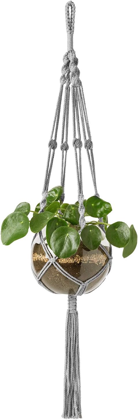 Colgador macramé para plantas 41pulg color gris