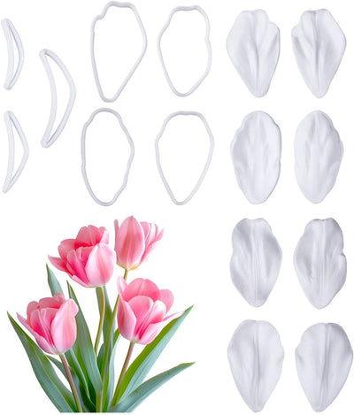 Juego de moldes de silicona para fondant de flor de tulipán