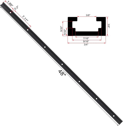 4 Pistas T 48pulg Aluminio Doble Corte Negro Carpintería