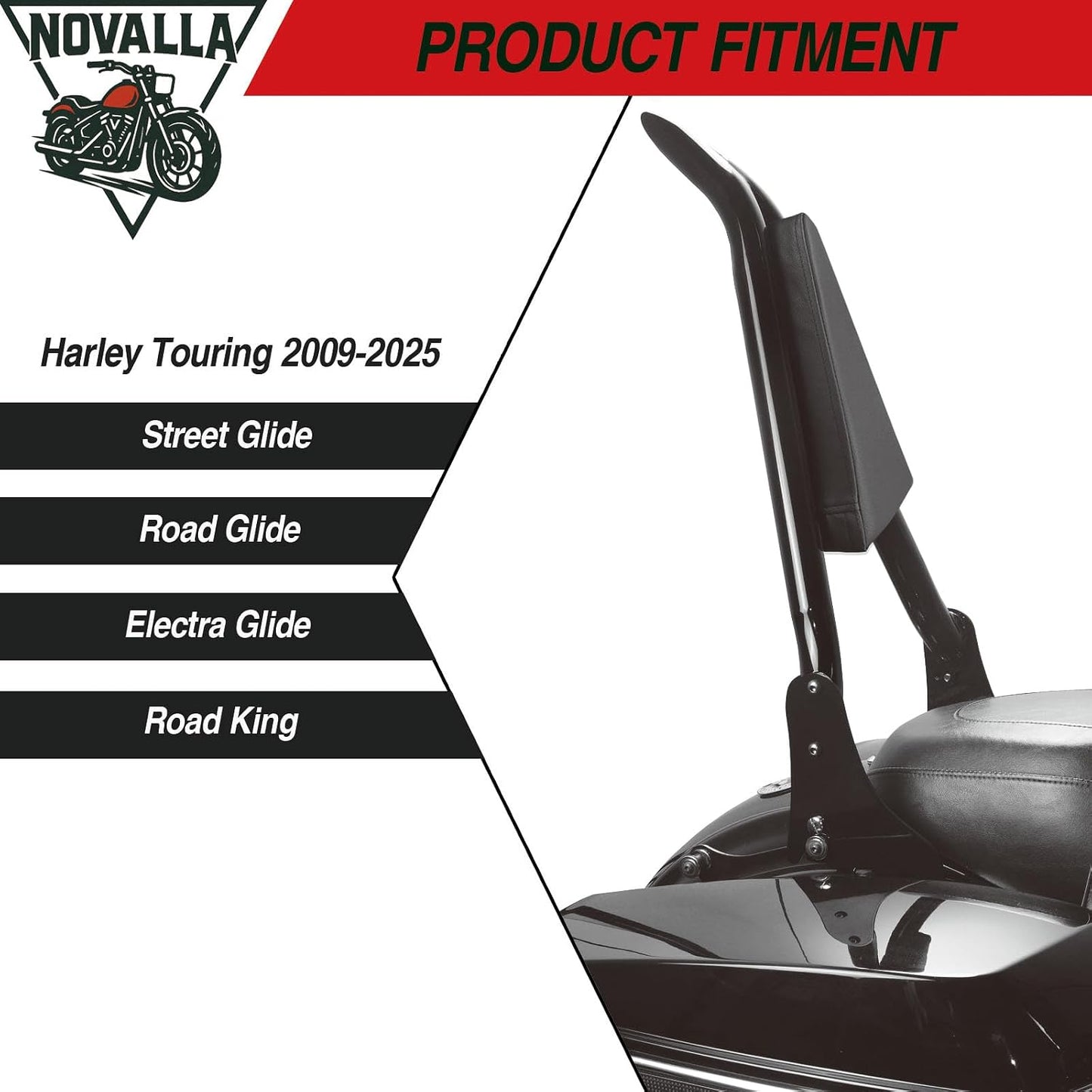 Respaldo trasero desmontable compat. Road King 09-25 Negro