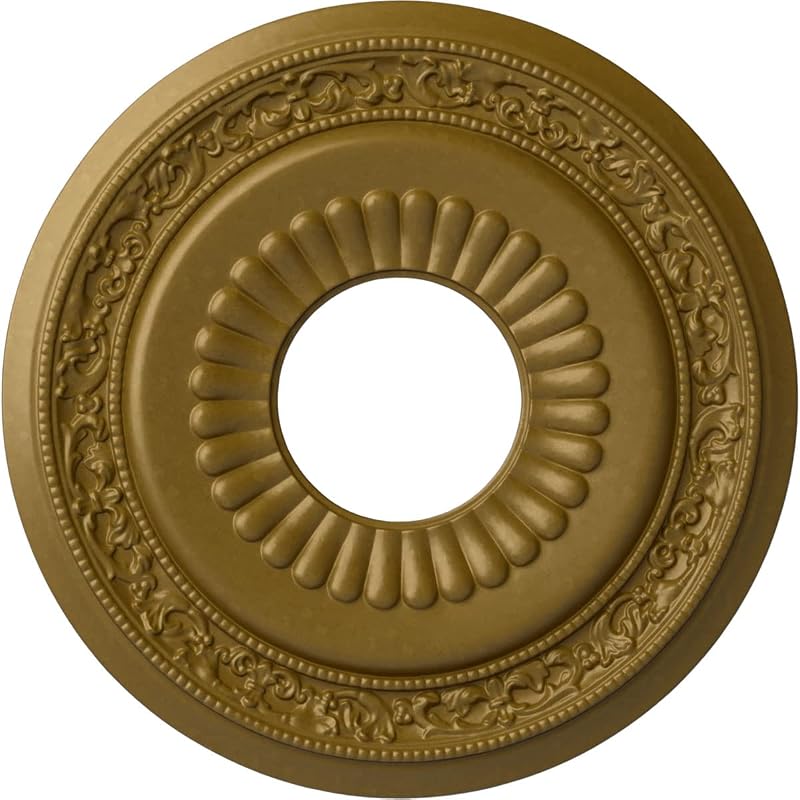 Medallón techo pintado a mano color dorado 50.875cm