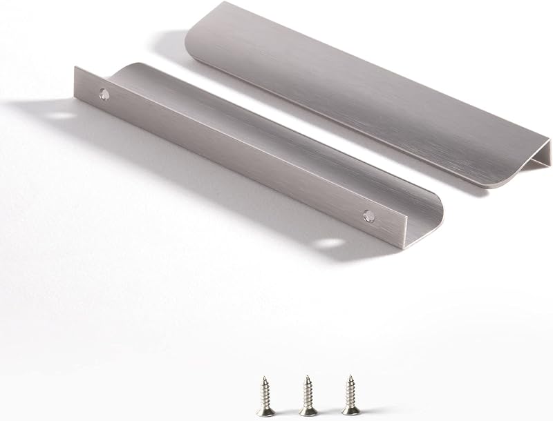 10 Tiradores ocultos cajones cocina aluminio níquel