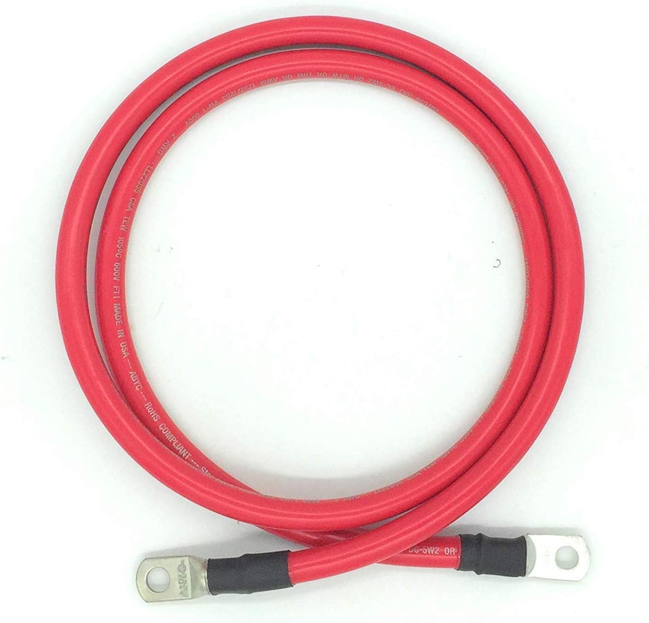 2 Cables Batería Grado Marítimo AWG 1-15pies Ojales