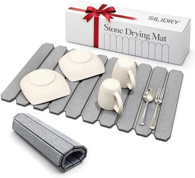 Tapete secado platos piedra absorbente cocina plegable