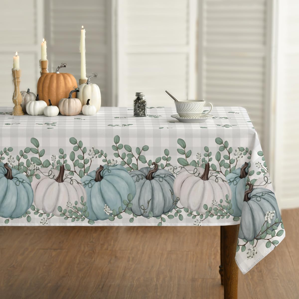 Mantel rectangular otoño 52x70pulg color azul calabaza búfalo
