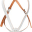 Portador bandera doble correa arnés cuero blanco ajustable