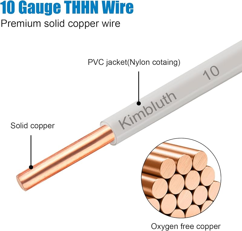 Cable THHN 10 AWG 200pies cobre sólido 600V uso residencial