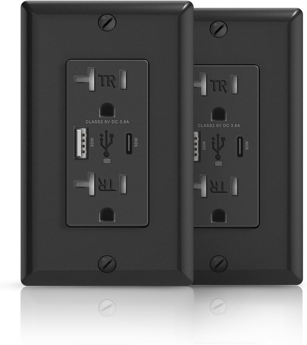 Toma pared USB C 30W PD3.0 salida 20A FCC UL