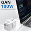 Adaptador viaje universal GaN 100W 6 en 1 con USB-C