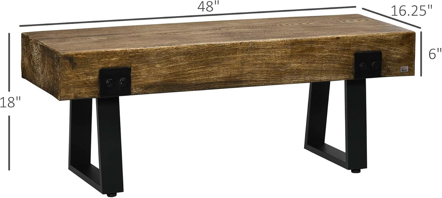 Banco jardín patas metal efecto madera uso interior