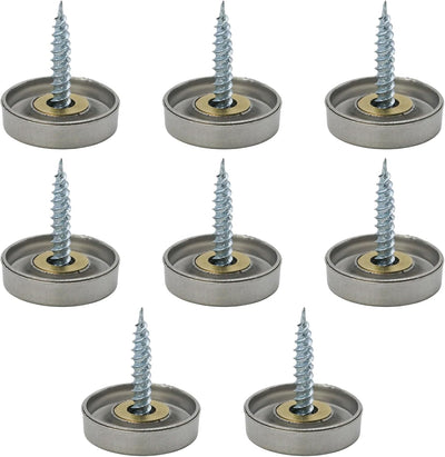 8 Espejos Acero Inox 4/5pulg con Tapas Rosca Decorativas