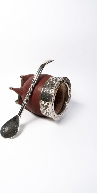 Paja yerba mate alpaca bombilla hecha a mano cincelada plata