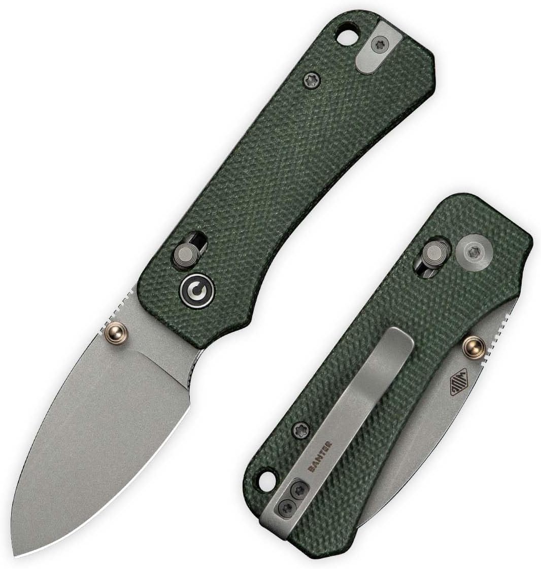 Cuchillo plegable EDC con mango micarta y abridor titanio