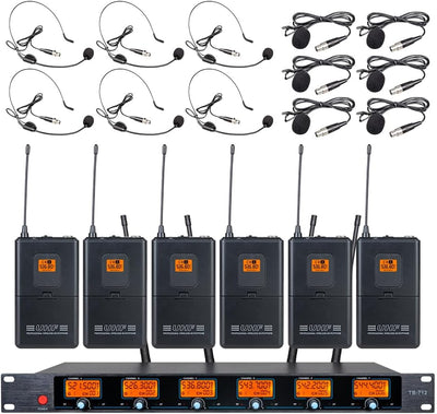 Sistema micrófono inalámbrico 6 canales auriculares bodas