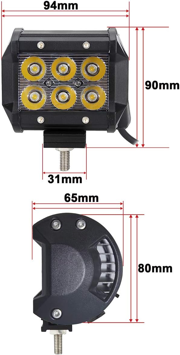 Barra luz LED verde 18W 4" impermeable 12-24V 2uds