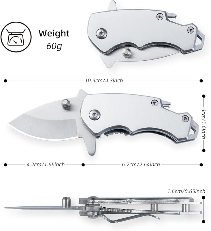 Cuchillo plegable acero inox con clip para senderismo camping