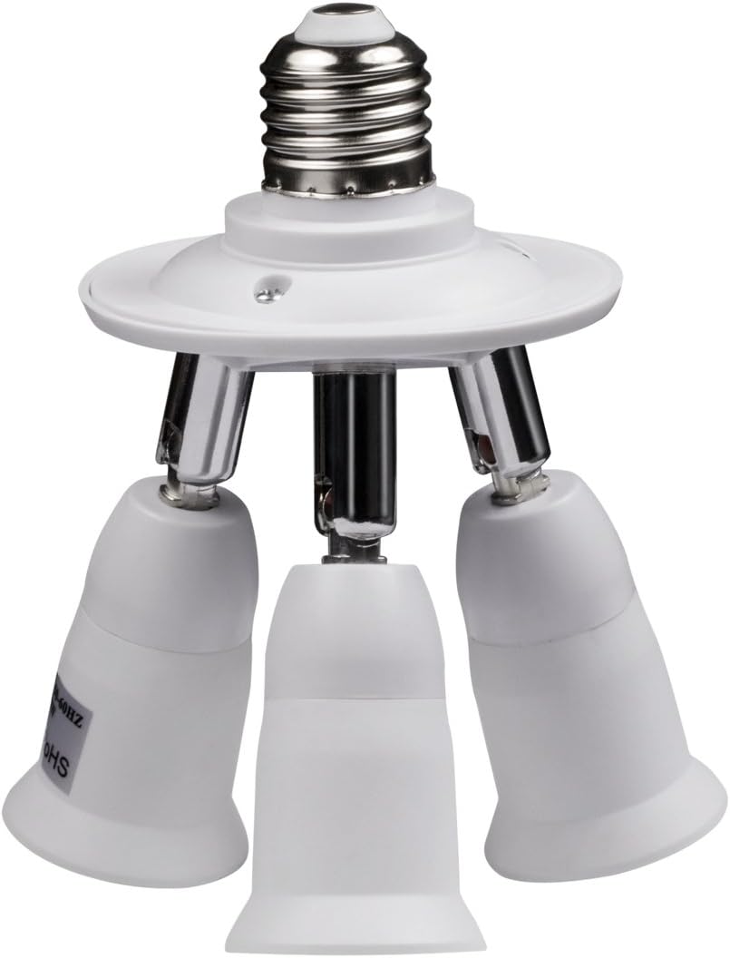 Adaptador luz E26 3en1 ajustable 360 grados 60w cada puerto