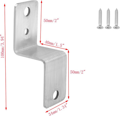 4 Soportes Z Acero Inox 2x1.5" para Puerta Garaje