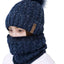 Conjunto gorro y bufanda esquí punto pompón mujer niña