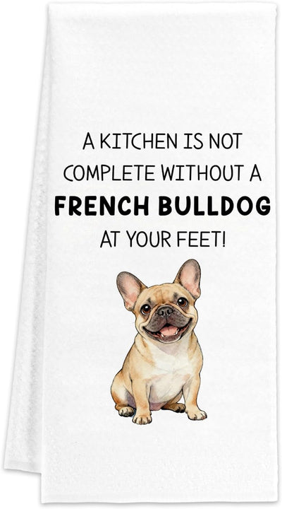 Toalla cocina bulldog francés 16x24pulg regalo mamá papá