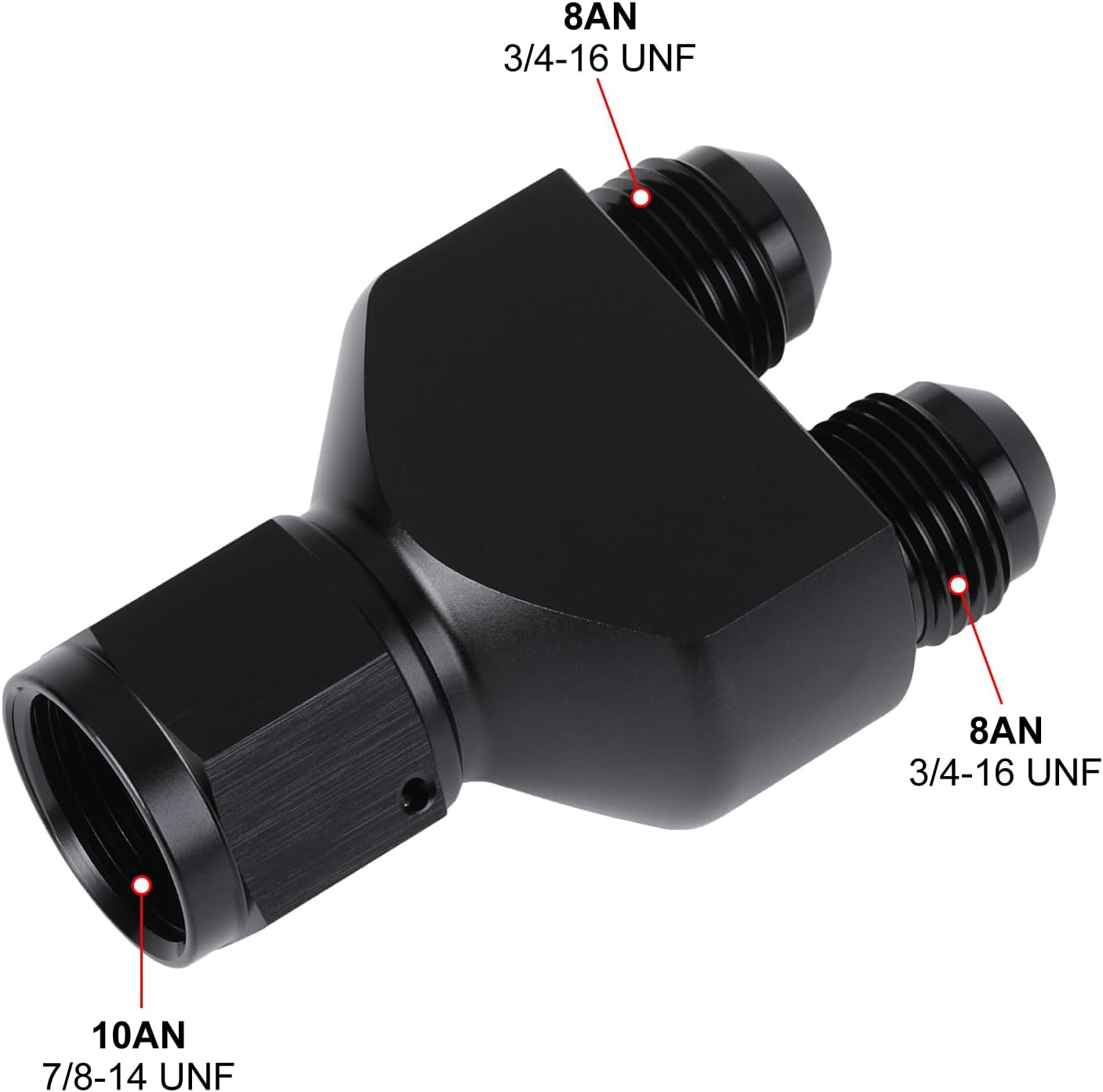 Bloque adaptador conector divisor combustible aluminio negro