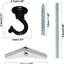 2 Set Ganchos Techo Metal 2.17" Resistentes Negro