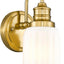 Lámpara pared baño 1 luz vidrio campana blanco dorado