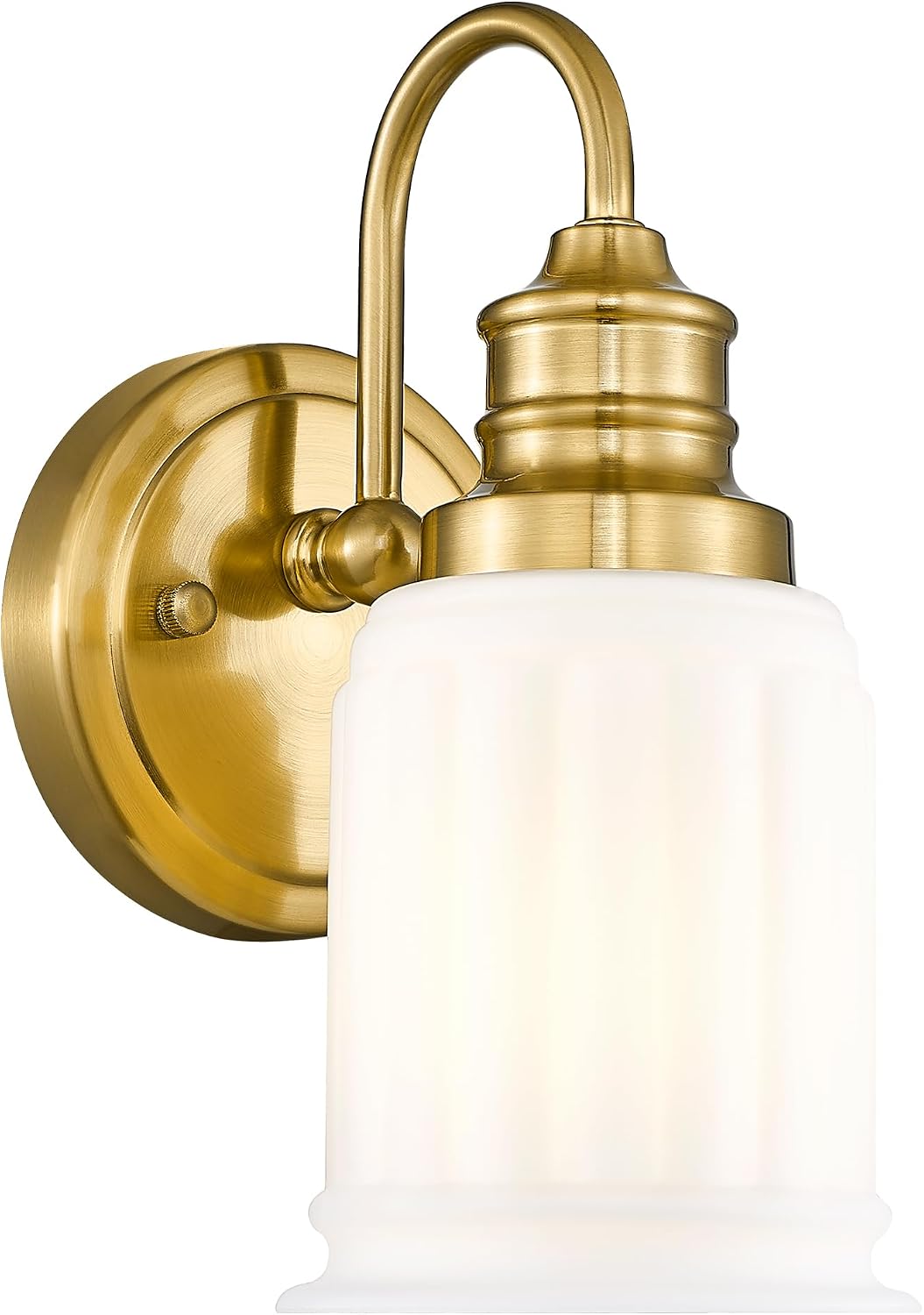 Lámpara pared baño 1 luz vidrio campana blanco dorado