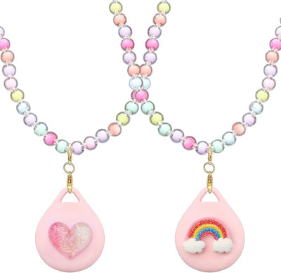 2 Soportes Collar Airtag Niñas Arco Iris Corazón