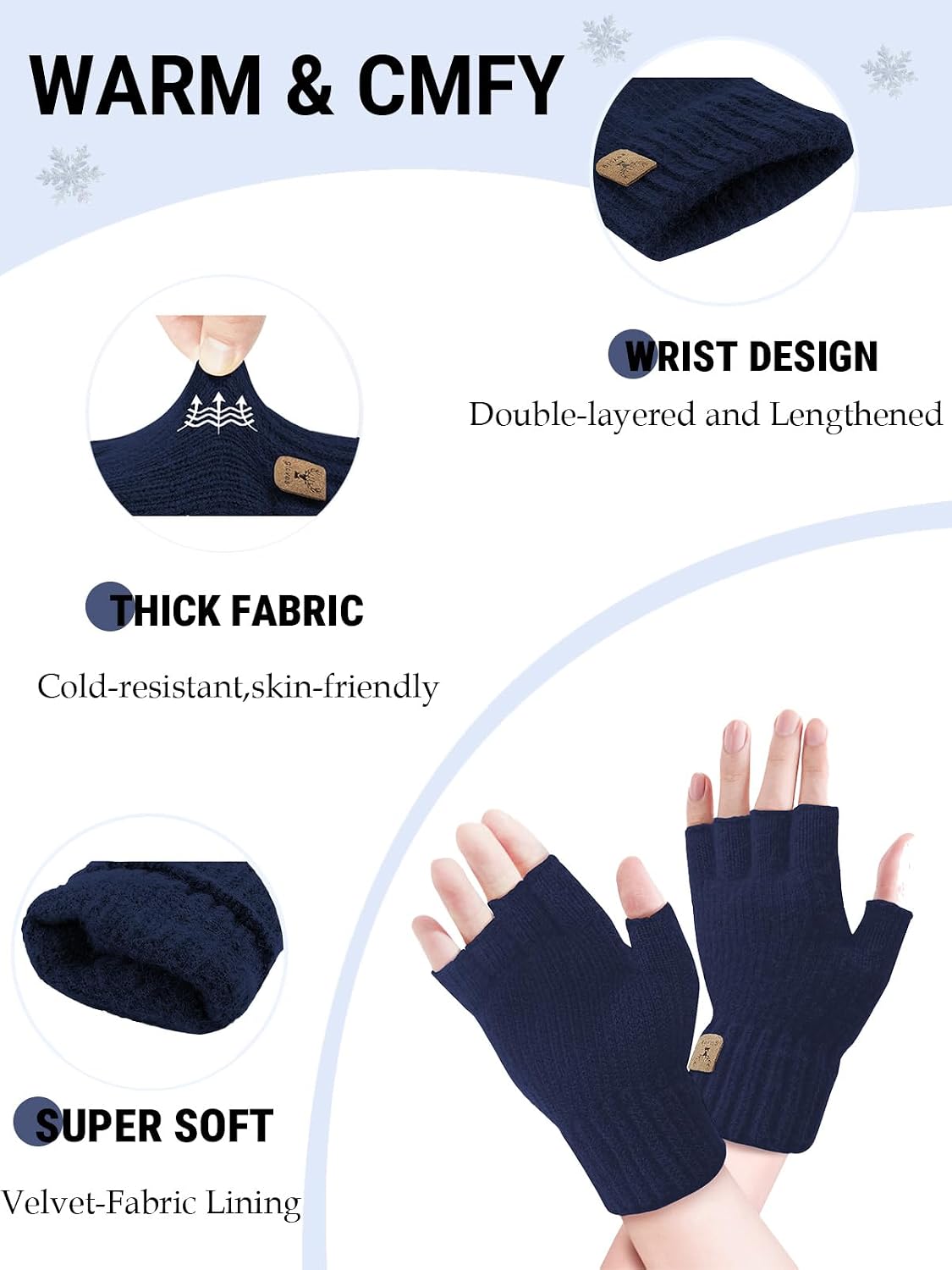 Guantes sin dedos cálidos para invierno trabajo