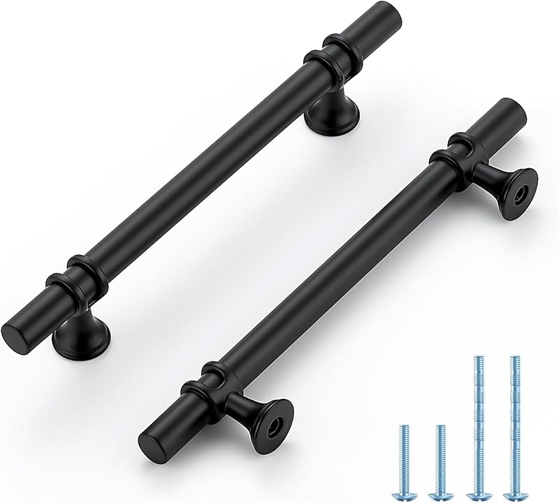 Manijas gabinete negro mate 5" tiradores T-Bar modernos