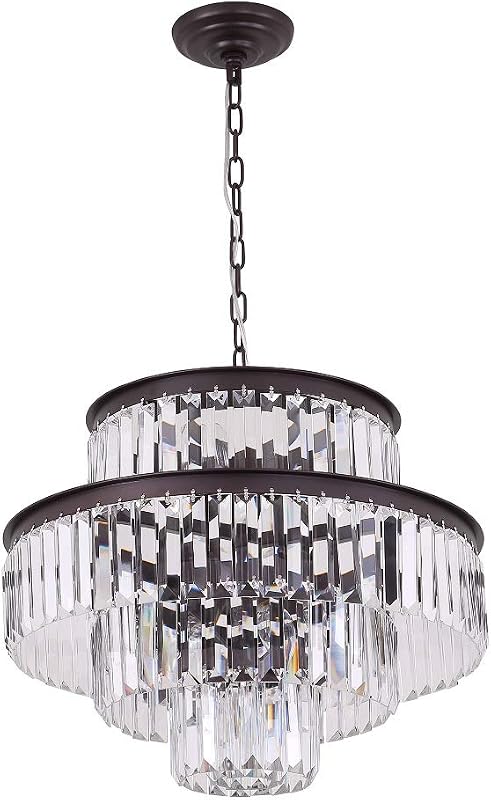 Lámpara araña cristal negro 20pulg 4 niveles comedor