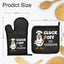 Guantes de horno y soporte para ollas con humor