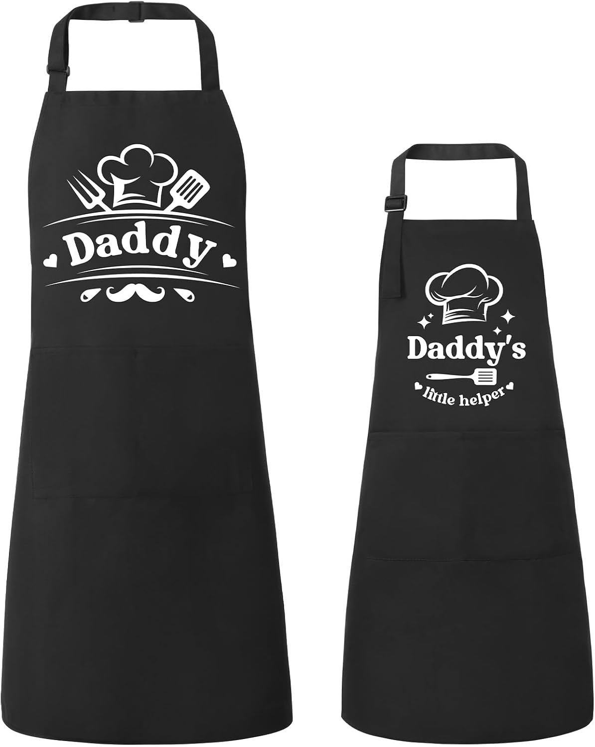 Set 2 Delantales Cocina Ajustables con Bolsillos para Mamá y Niño