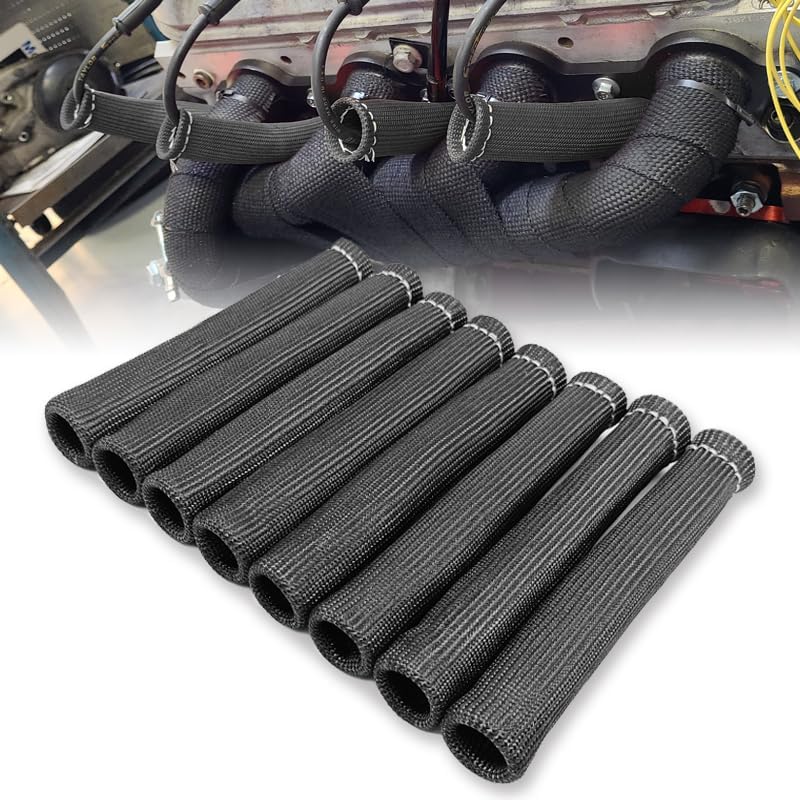 8 Fundas aislantes bujías 6pulg compatibles coche camión negro