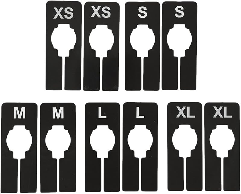 Kit 10 divisores ropa negros con estampado blanco XS-XL