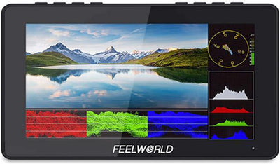 Monitor DSLR 6pulg táctil FHD IPS con luz LED y kit alimentación