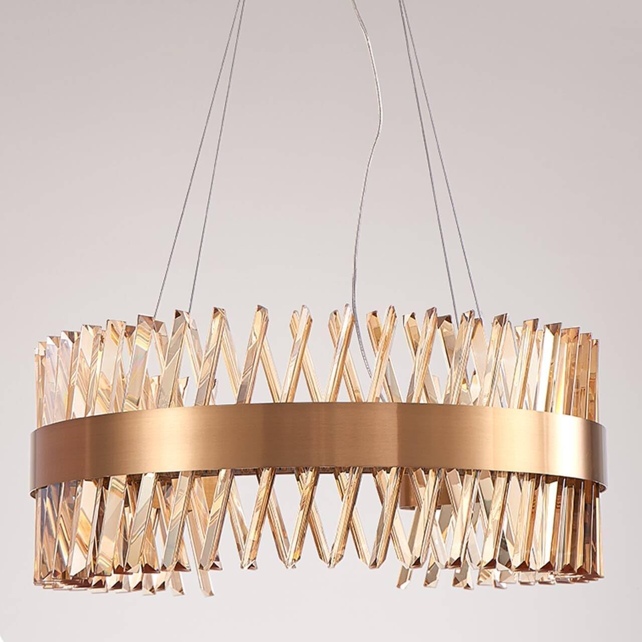Candelabro dorado LED 24pulg redondo cristal lujo cocina